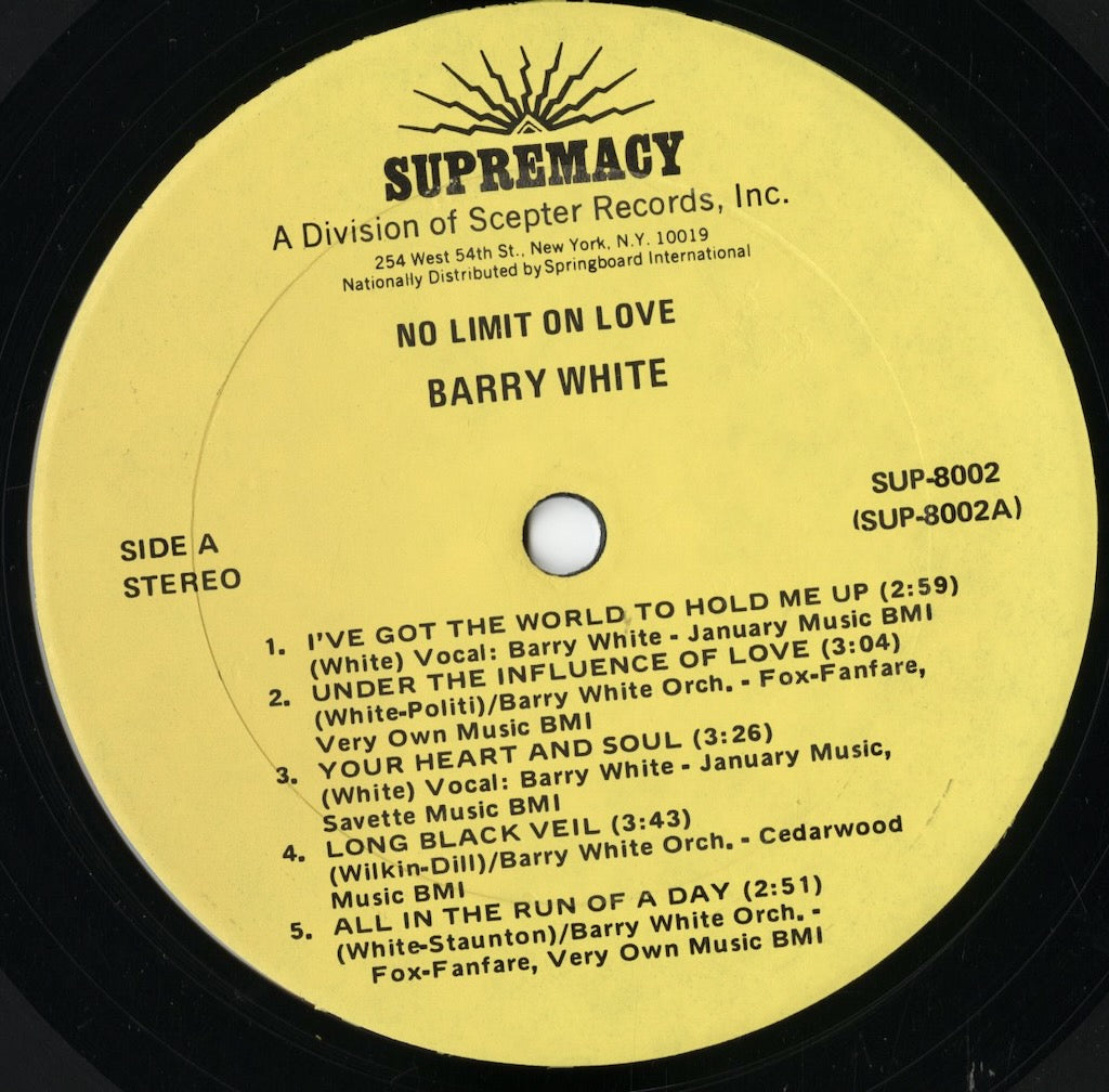 Barry White - No Limit On Love (SUP 8002) LP 1974 US Supremacy｜中古LP