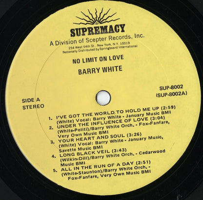 Barry White - No Limit On Love (SUP 8002) LP 1974 US Supremacy｜中古LP