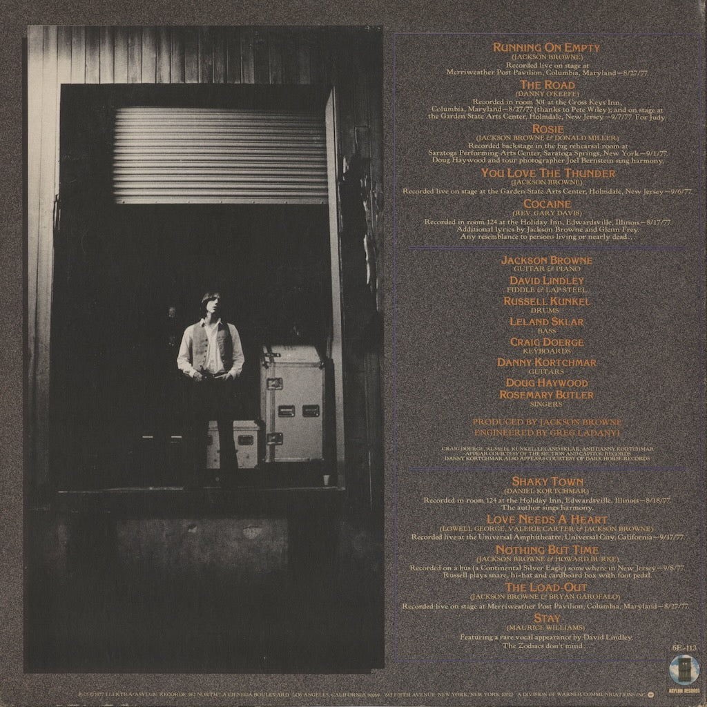 Jackson Browne - Running On Empty (6E-113) LP 1977 US Asylum