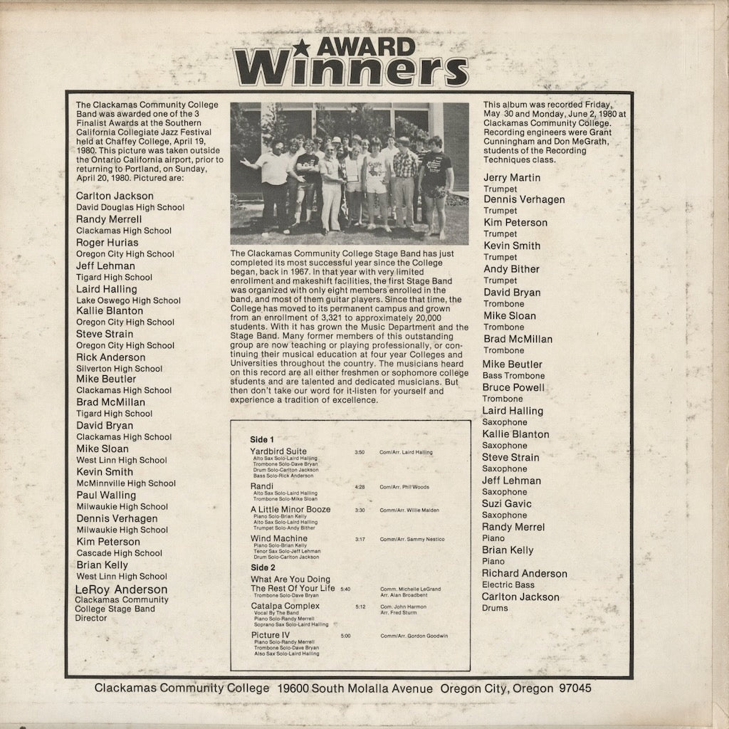 Clackamas Community College Stage Band - Award Winners (561281) 1980 US RPC｜中古LP