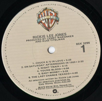 Rickie Lee Jones - Rickie Lee Jones (BSK3296) 1979 US Warner Bros.｜中古LP