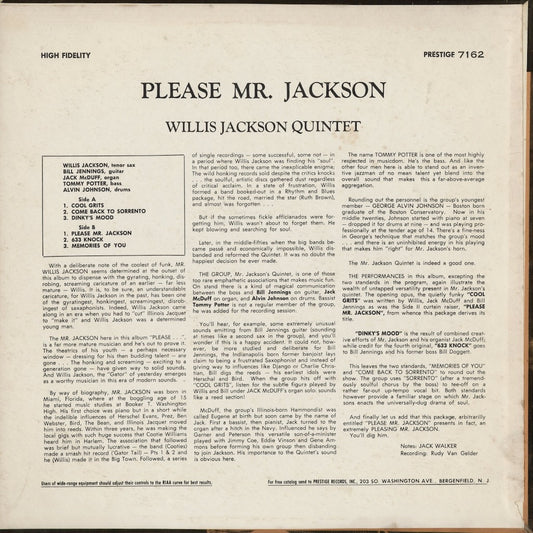 Willis Jackson - Please Mr. Jackson (PRLP 7162) 1959 US Prestige｜中古LP