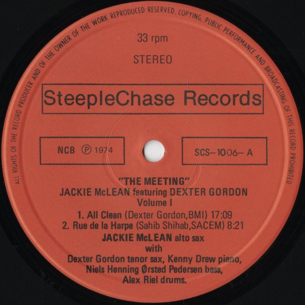 Jackie McLean & Dexter Gordon - The Meeting Vol. 1 (RJ-6003) LP 1974 Denmark SteepleChase