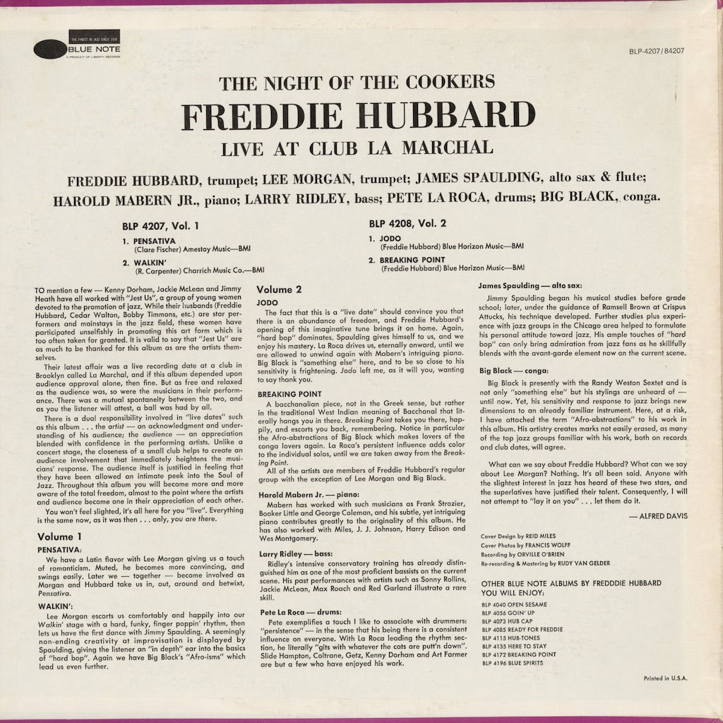 Freddie Hubbard - The Night Of The Cookers Volume 1 (BST-84207) 1960's US BLUE NOTE｜中古LP