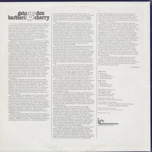 Gato Barbieri & Don Cherry / ガトー・バルビエリ　ドン・チェリー / S.T. (IC1009)