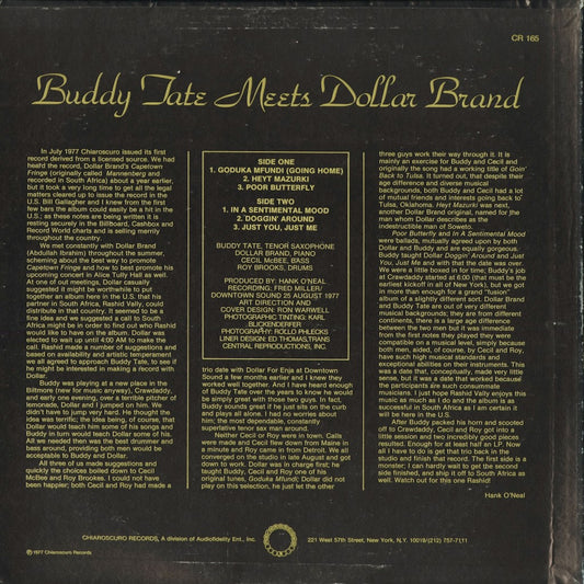 Buddy Tate, Dollar Brand - Buddy Tate Meets Dollar Brand (CR-165) 1977 US Chiaroscuro｜中古LP