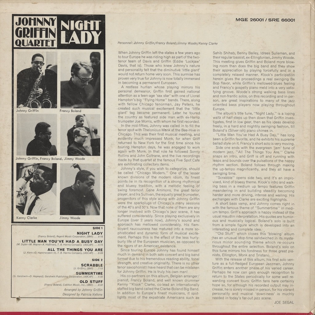 Johnny Griffin / ジョニー・グリフィン / Night Lady (MGE-26001) MONO