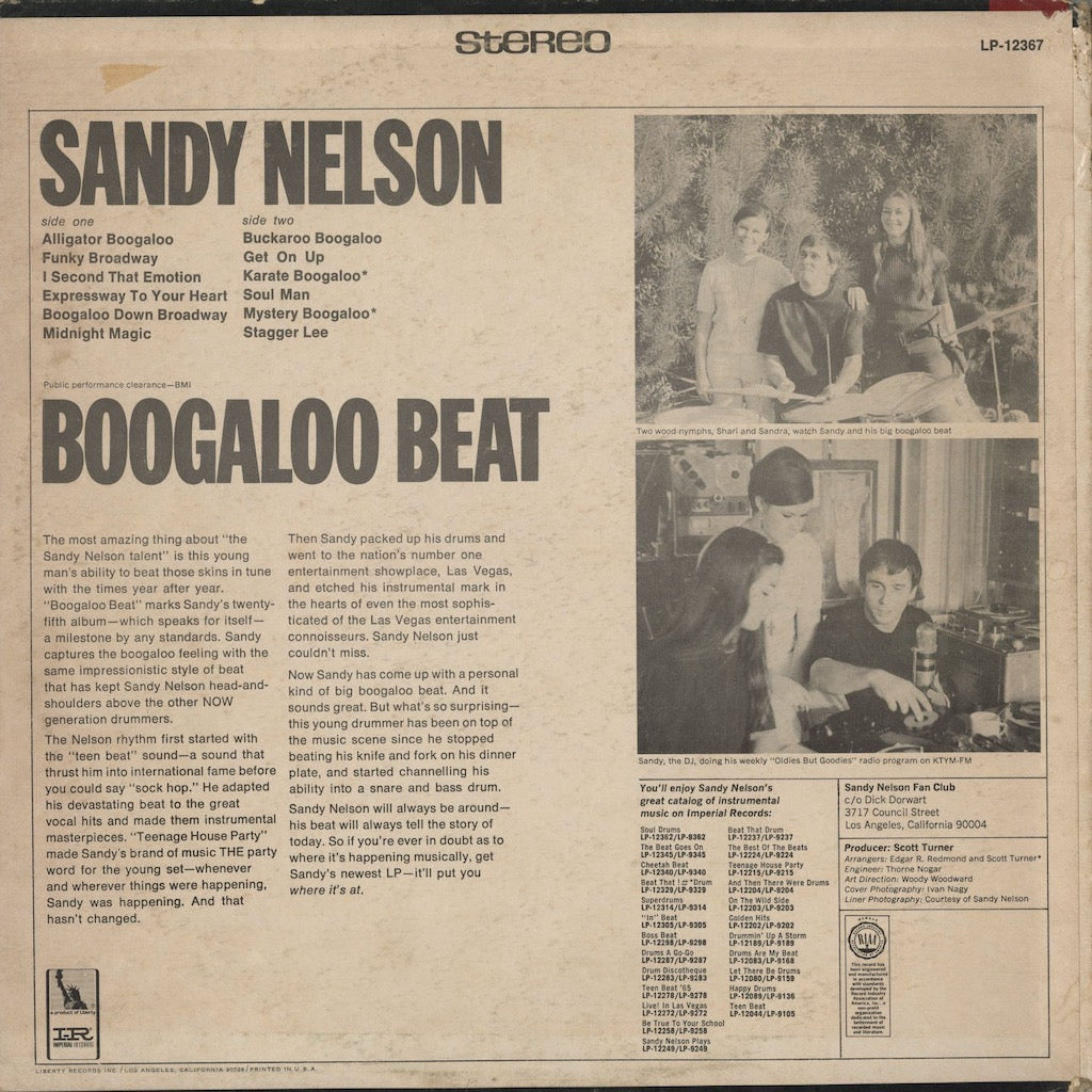 Sandy Nelson - Boogaloo Beat (LP-12367) LP 1968 US Imperial｜中古LP