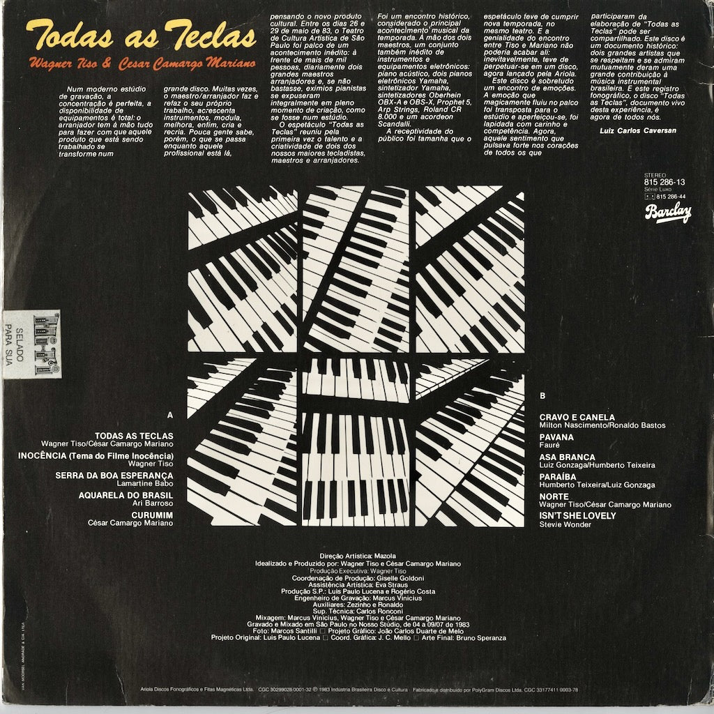 Wagner Tiso & Cesar Camargo Mariano - Todas As Teclas (815 286 13) LP 1983 BRA Barclay｜中古LP