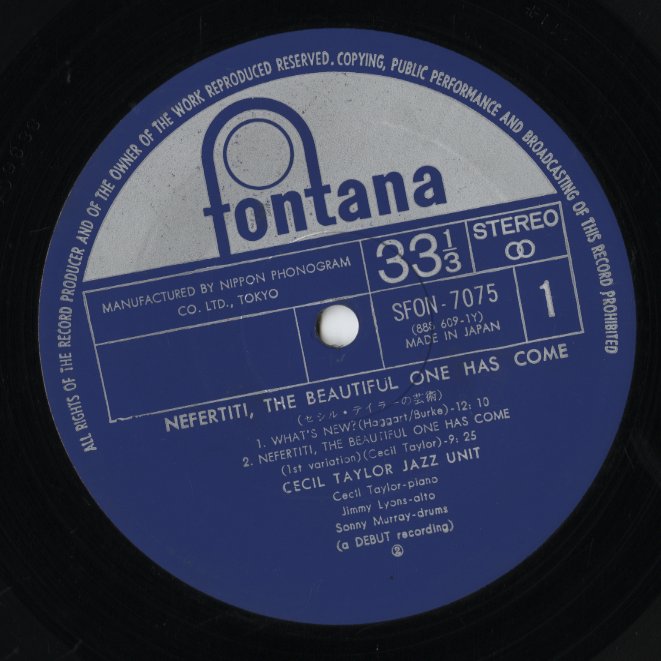 Cecil Taylor Jazz Unit / セシル・テイラー / Nefertiti, The Beautiful One Has Come (SFON-7075)