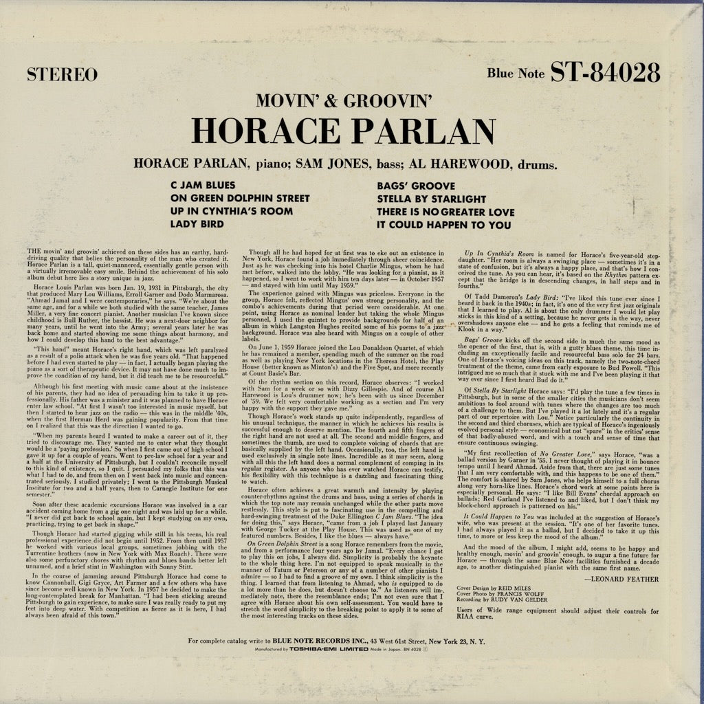Horace Parlan / ホレス・パーラン / Movin' & Groovin' (BN 4028)