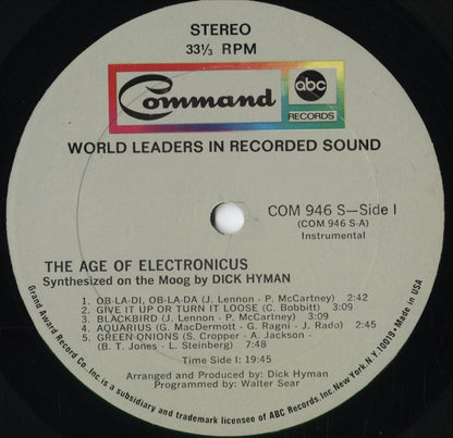 Dick Hyman - The Age of Electronicus (COM 946 S) 1969 US Command｜中古LP