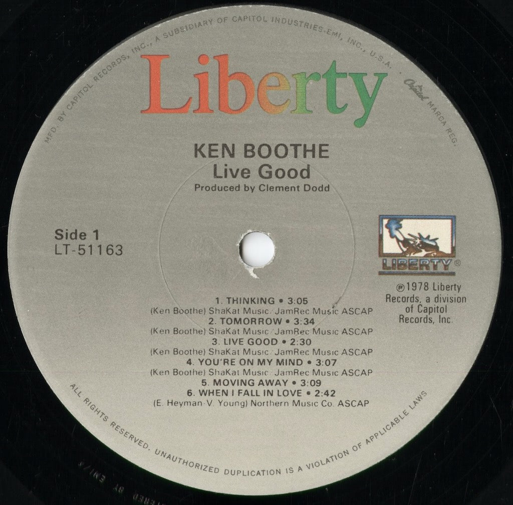 Ken Boothe - Live Good (LT-51163) 1985 US Liberty｜中古LP