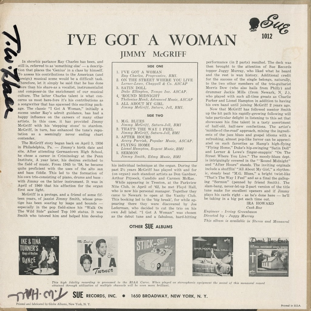 Jimmy McGriff – I’ve Got A Woman (LP 1012) LP 1962 US SUE | 中古LP