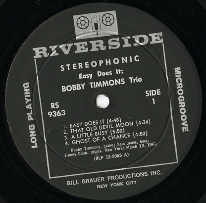 Bobby Timmons - Easy Does It (RLP 9363) LP 1961 US Riverside｜中古LP