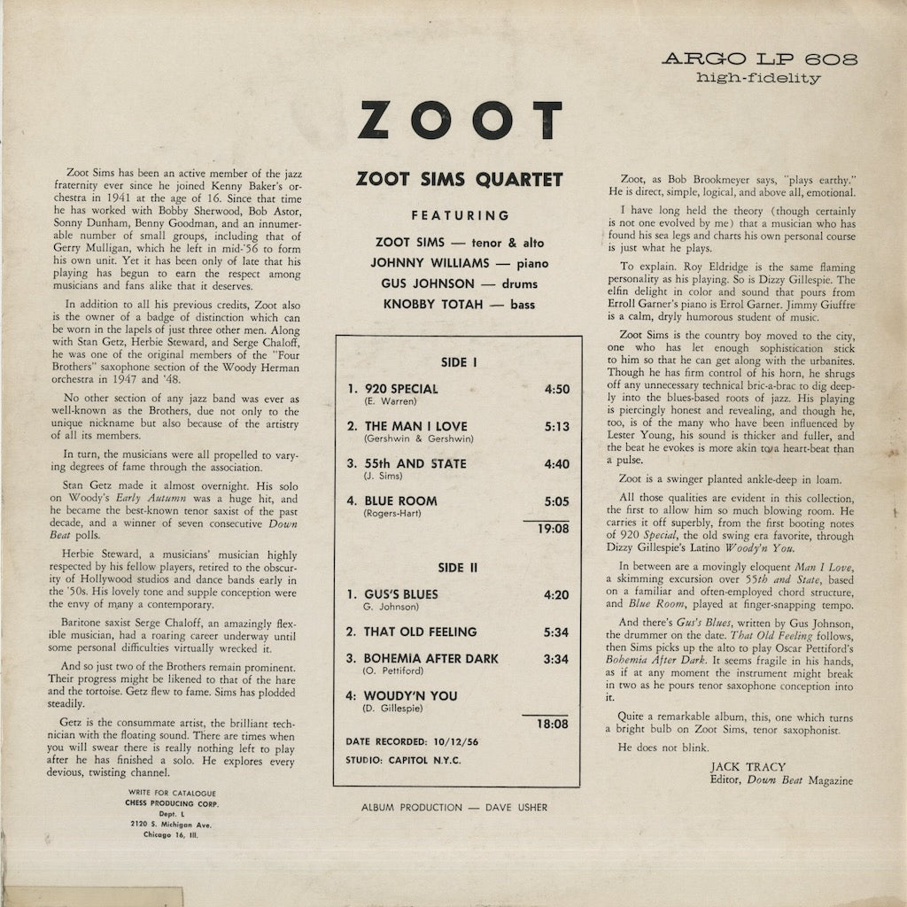 Zoot Sims / ズート・シムズ / Zoot (LP-608)