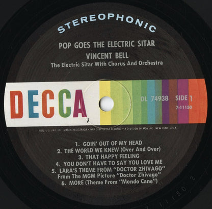 Vincent Bell With Orchestra – Pop Goes The Electric Sitar (DL 74938) LP 1967 US Decca｜中古LP