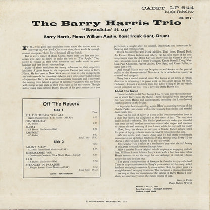 Barry Harris Trio / バリー・ハリス / Breakin' It Up (MJ-1012)