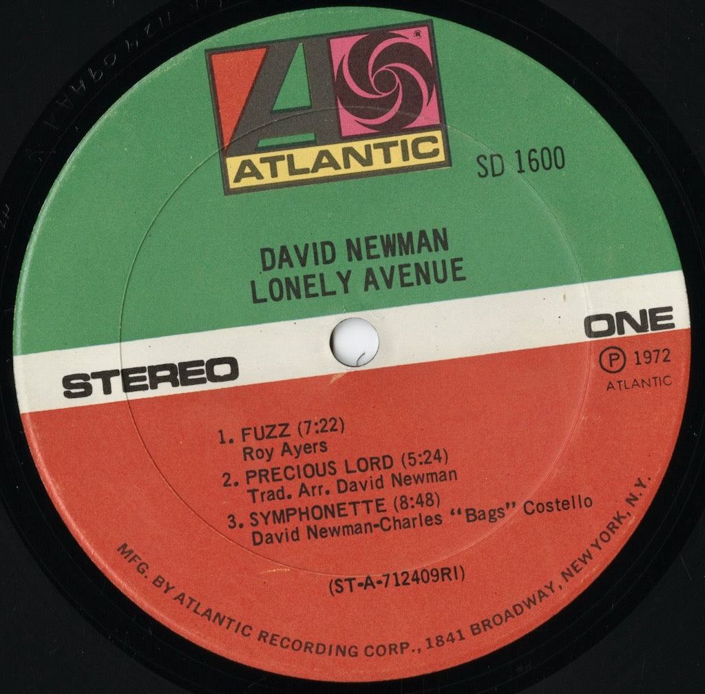 David Newman - Lonely Avenue (SD 1600) LP 1972 US Atlantic｜中古LP