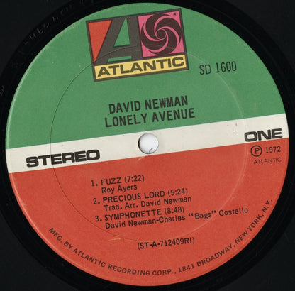 David Newman - Lonely Avenue (SD 1600) LP 1972 US Atlantic｜中古LP