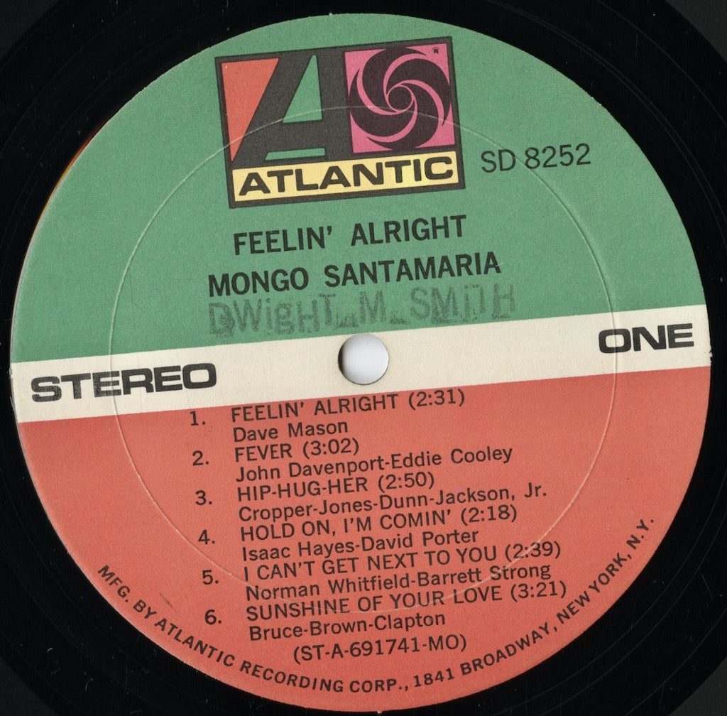 Mongo Santamaria - Feelin' Alright (SD 8252) LP 1970 US Atlantic｜中古LP