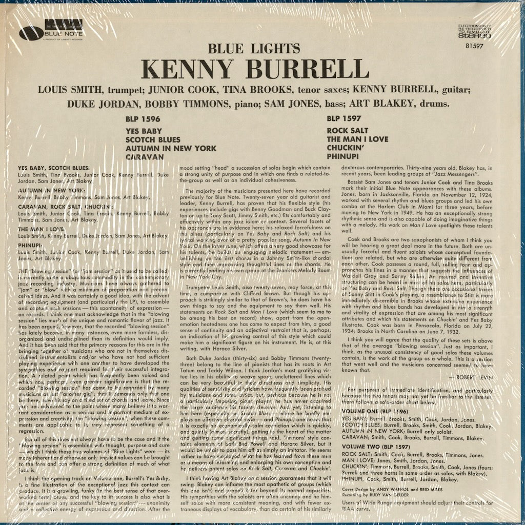 Kenny Burrell - Blue Lights Volume 2 (BST 81597) 1967 US Blue Note - Liberty｜中古LP