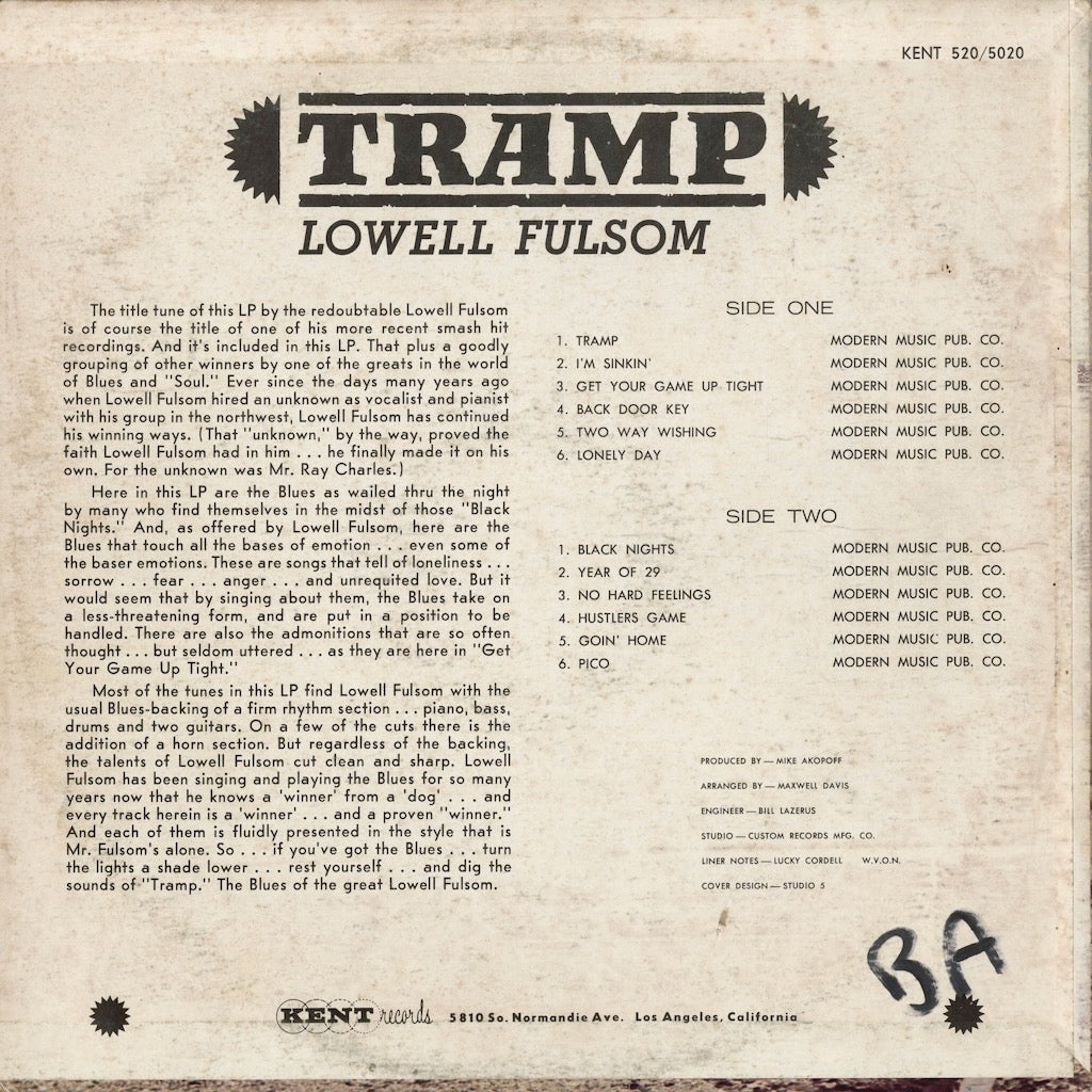 Lowell Fulsom – Tramp (KST 520) LP 1967 US Kent | 中古LP