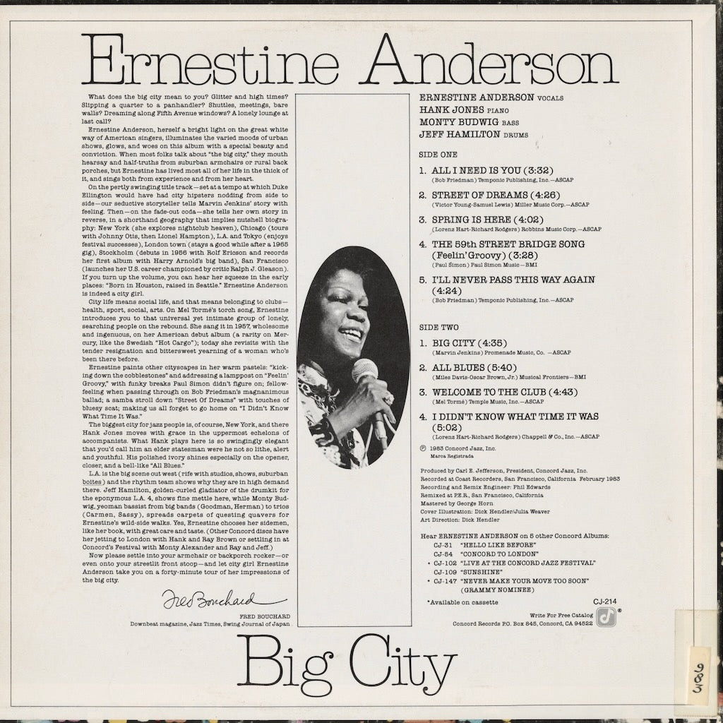 Ernestine Anderson / アーネスティン・アンダーソン / Big City (CJ-214)