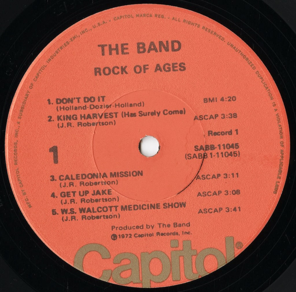 The Band - Rock Of Ages (SABB-11045) LP 1975 US Capitol｜中古LP