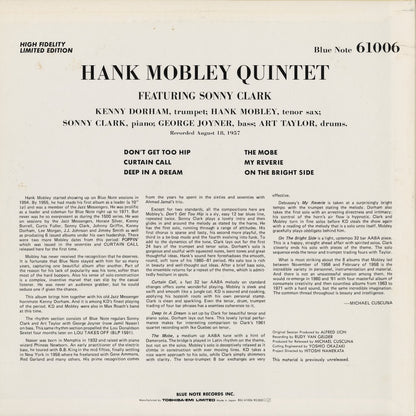Hank Mobley - Hank Mobley Quintet Featuring Sonny Clark (BNJ 61006) 1984 JPN Blue Note｜中古LP
