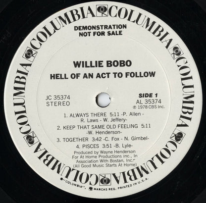 Willie Bobo - Hell Of An Act To Follow (JC 35374) LP 1978 US Columbia｜中古LP
