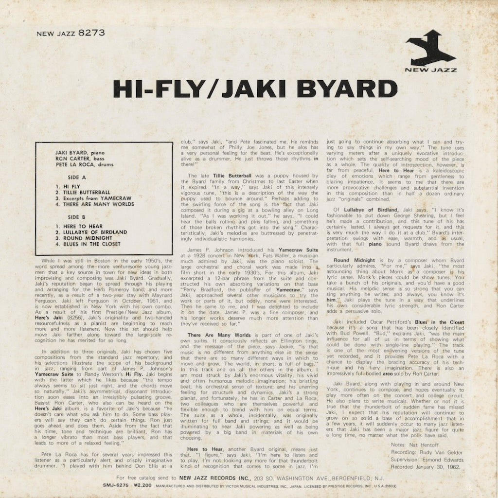 Jaki Byard / ジャッキ・バイアード / Hi-Fly (SMJ-6275)