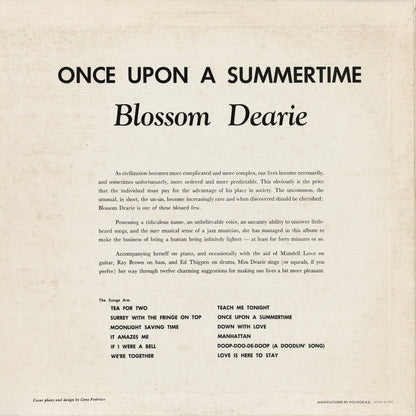 Blossom Dearie - Once Upon A Summer Time (MV 2612) 1978 JPN Verve / Polydor｜中古LP