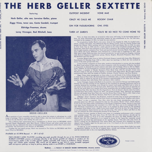 The Herb Geller Sextette - S.T. (SJ-19615) JPN EmArcy｜中古LP