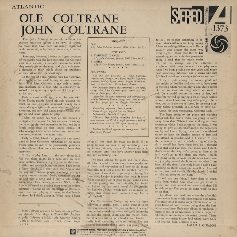 John Coltrane / ジョン・コルトレーン / Olé Coltrane (P-6052A)