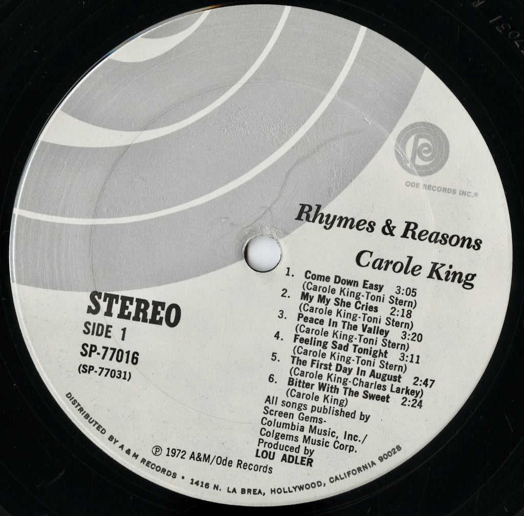 Carole King / キャロル・キング / Rhymes And Reasons (SP-77016)