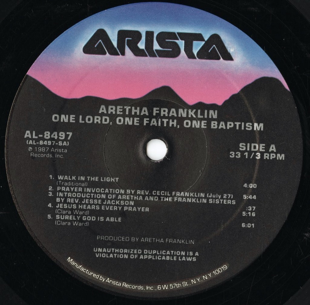 Aretha Franklin – One Lord One Faith One Baptism -2LP (AL-8497) LP 1987 US Arista｜中古LP