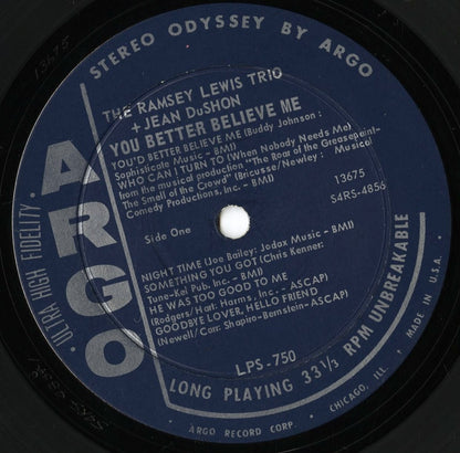 The Ramsey Lewis Trio + Jean DuShon / ラムゼイ・ルイス / You Better Believe Me (LPS-750)