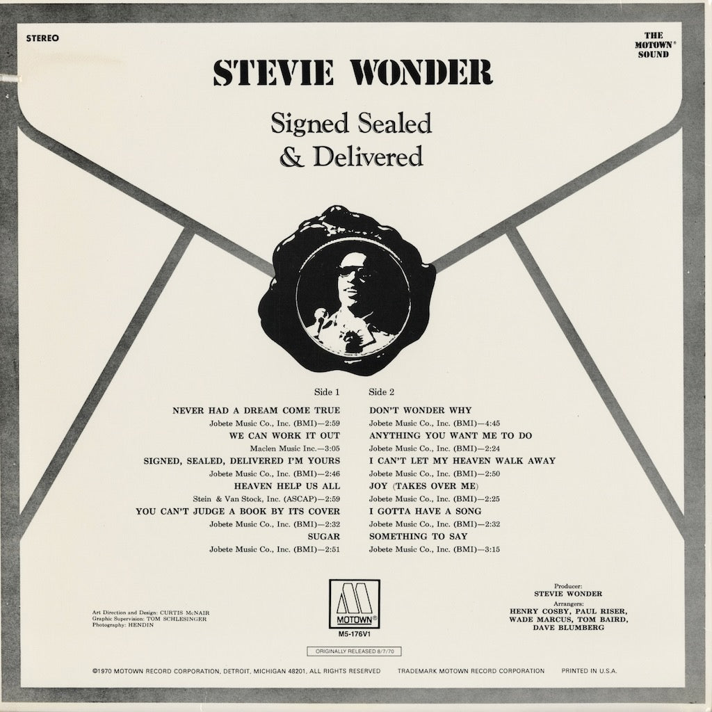Stevie Wonder - Signed Sealed & Delivered (M5-176V1) LP 1981 US Motown｜中古LP