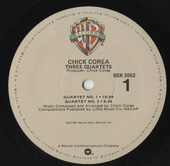 Chick Corea / チック・コリア / Three Quartets (BSK 3552)