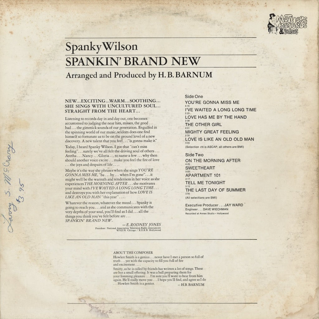 Spanky Wilson - Spankin' Brand New (MLPM-69) 1969 US Mothers Records｜中古LP