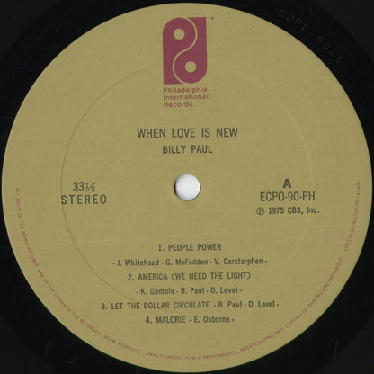 Billy Paul - When Love Is New (ECPO-90-PH) 1975 JPN P.I.R - CBS/Sony｜中古LP