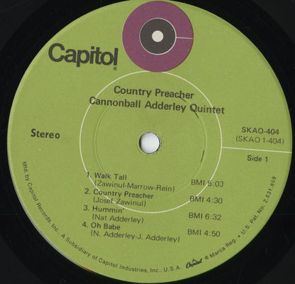 Cannonball Adderley - Country Preacher (SKAO-404) 1970 US Capitol｜中古LP