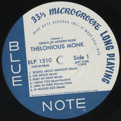 Thelonious Monk / セロニアス・モンク / Genius Of Modern Music Vol.1 (GXK 8058(M))