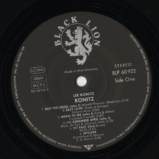 Lee Konitz / リー・コニッツ / Konitz (BLP60922)