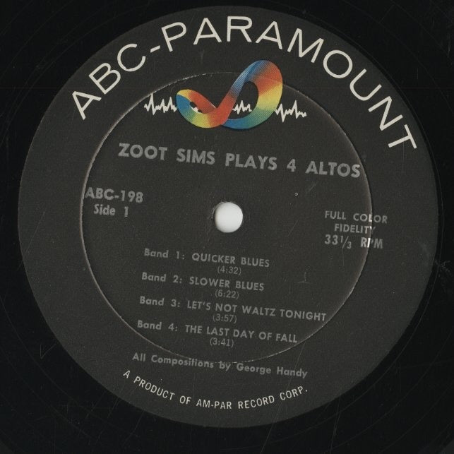 Zoot Sims / ズート・シムズ / Zoot Sims Plays 4 Altos (ABC-198)