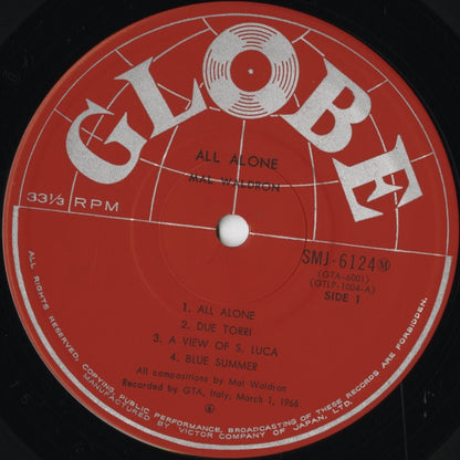 Mal Waldron – All Alone (SMJ-6124(M)) LP 1976 JPN Globe - Victor | 中古LP