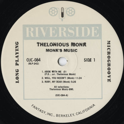 Thelonious Monk - Monk's Music (OJC-084) 1983 US Riverside / OJC｜中古LP