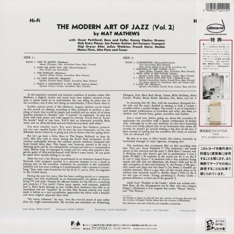Mat Mathews / マット・マシューズ / The Modern Art Of Jazz By Mat Mathews (22WB-7015)