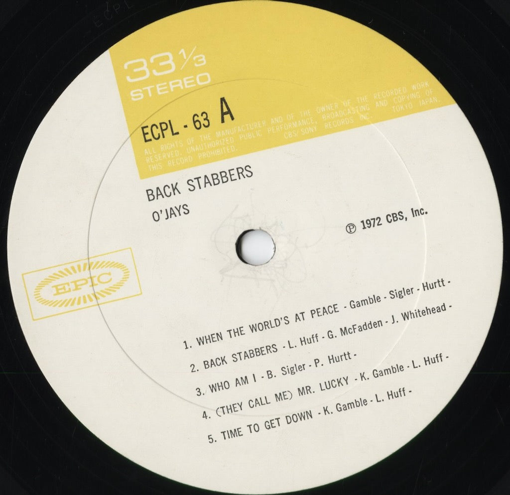 The O'Jays - Back Stabbers (ECPL-63) 1973 JPN Epic/P.I.R.｜中古LP